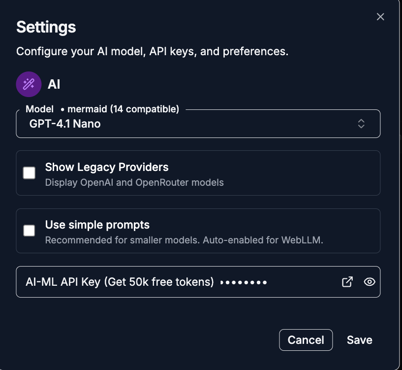 Tools Online AI - Settings